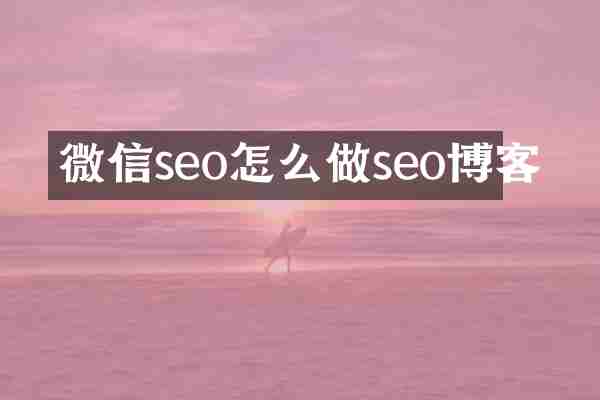 微信seo怎么做seo博客