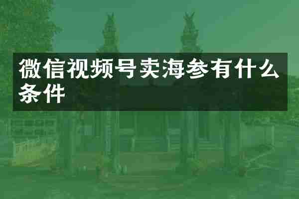 微信视频号卖海参有什么条件