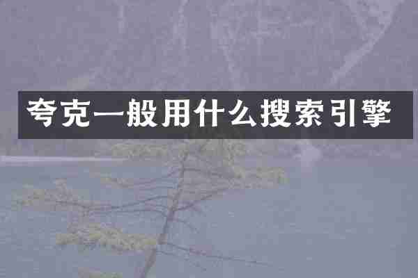 夸克一般用什么搜索引擎