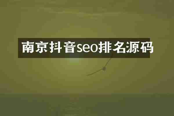 南京抖音seo排名源码