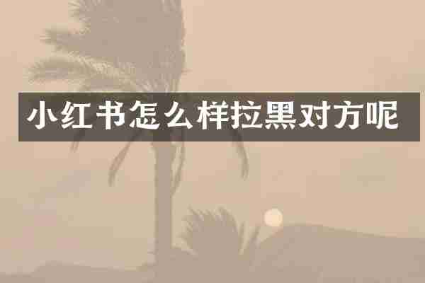 小红书怎么样拉黑对方呢