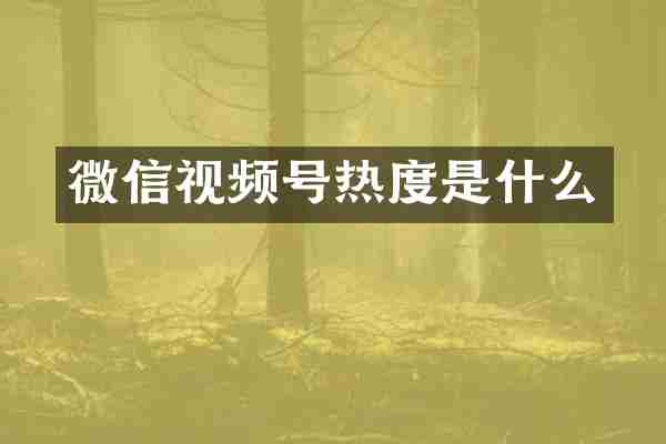 微信视频号热度是什么