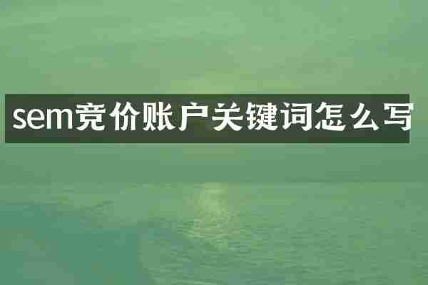 sem竞价账户关键词怎么写