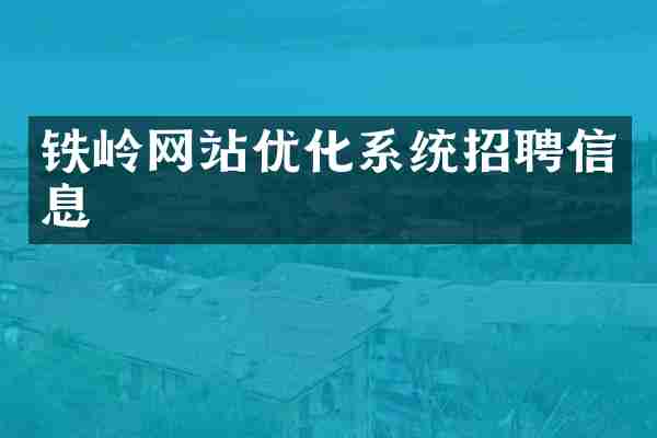 铁岭网站优化系统招聘信息