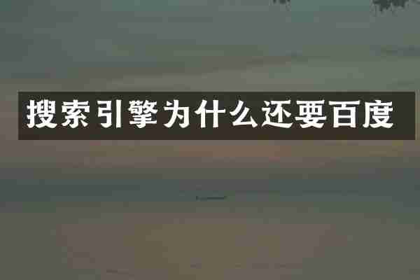 搜索引擎为什么还要百度