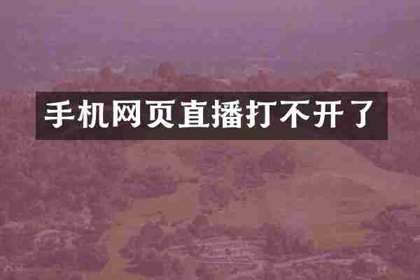 手机网页直播打不开了