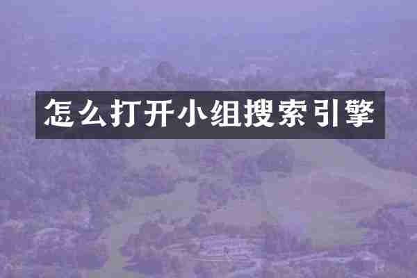 怎么打开小组搜索引擎