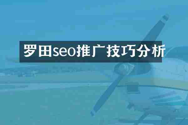 罗田seo推广技巧分析