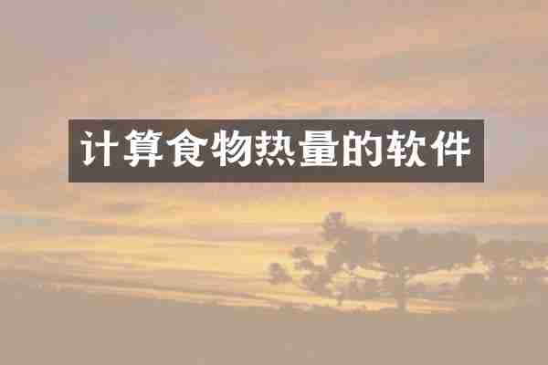 计算食物热量的软件