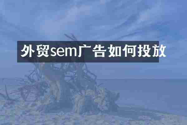 外贸sem广告如何投放