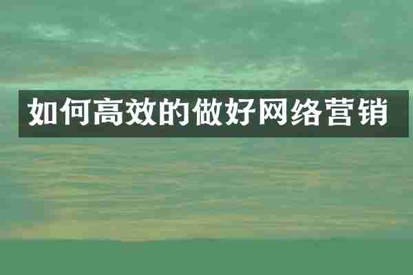 如何高效的做好网络营销