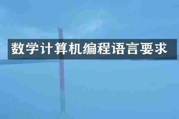 数学计算机编程语言要求