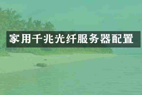家用千兆光纤服务器配置