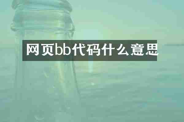 网页bb代码什么意思