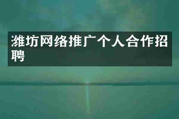 潍坊网络推广个人合作招聘