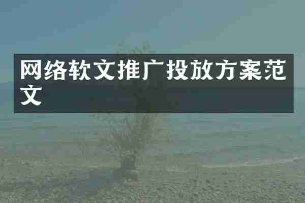网络软文推广投放方案范文