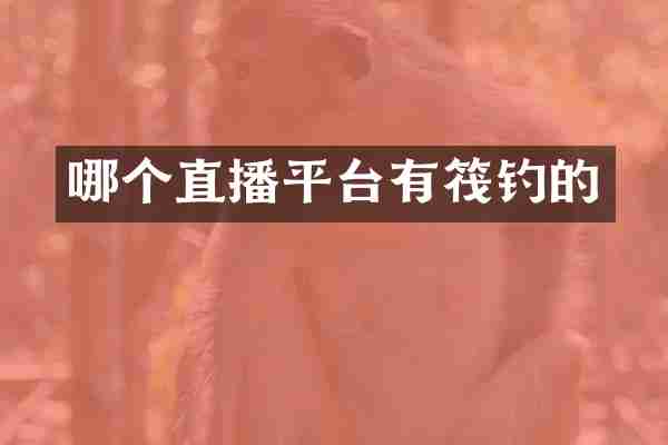 哪个直播平台有筏钓的