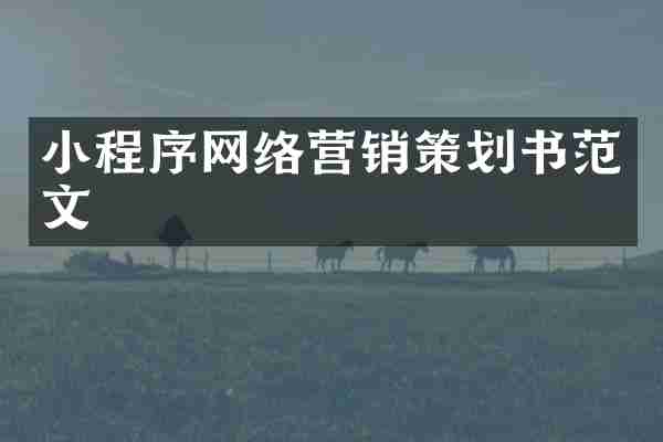 小程序网络营销策划书范文