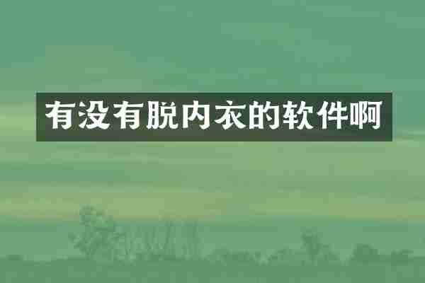 有没有脱内衣的软件啊