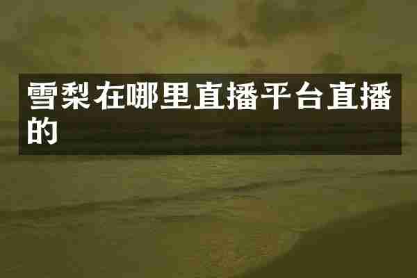 雪梨在哪里直播平台直播的