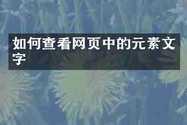 如何查看网页中的元素文字
