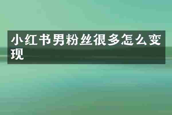 小红书男粉丝很多怎么变现