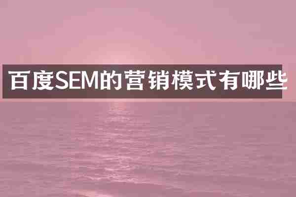 百度SEM的营销模式有哪些
