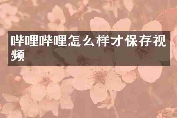 哔哩哔哩怎么样才保存视频