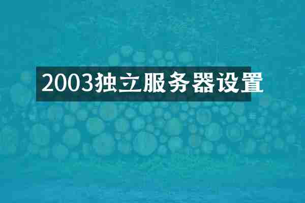 2003独立服务器设置