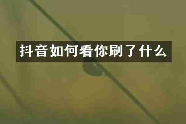 抖音如何看你刷了什么