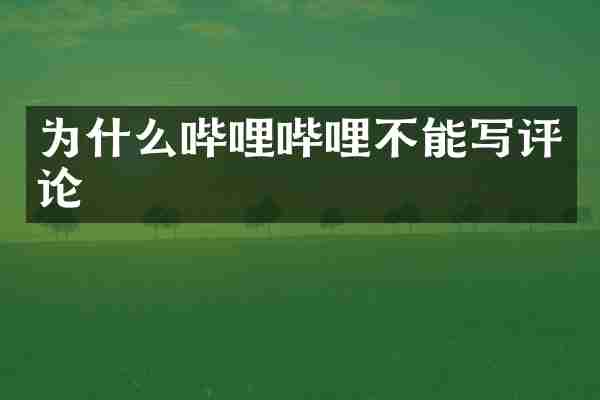 为什么哔哩哔哩不能写评论