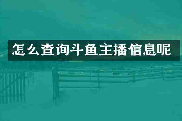 怎么查询斗鱼主播信息呢