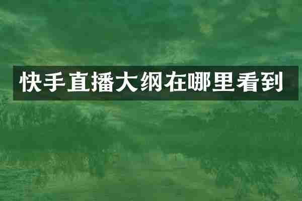 快手直播大纲在哪里看到