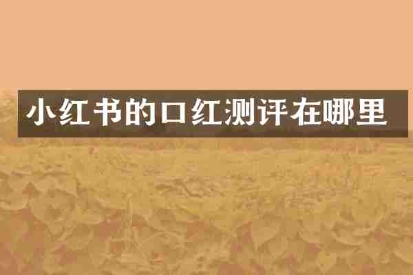 小红书的口红测评在哪里