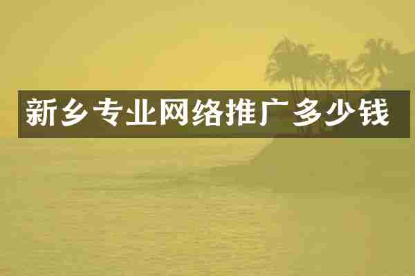 新乡专业网络推广多少钱