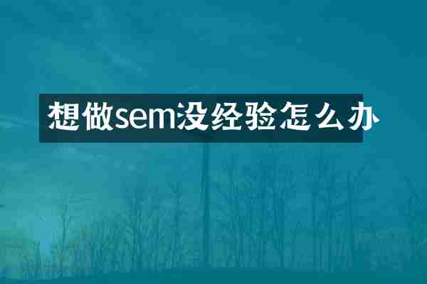 想做sem没经验怎么办