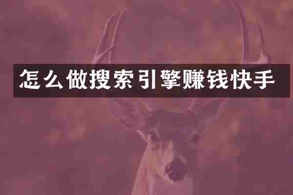 怎么做搜索引擎赚钱快手