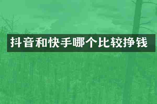 抖音和快手哪个比较挣钱
