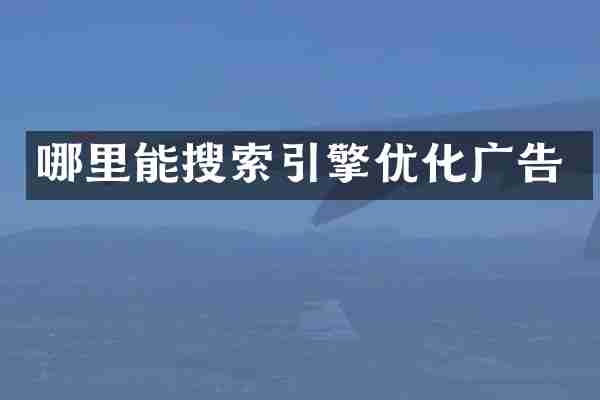 哪里能搜索引擎优化广告