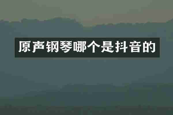 原声钢琴哪个是抖音的