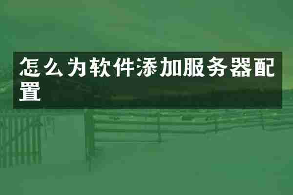 怎么为软件添加服务器配置
