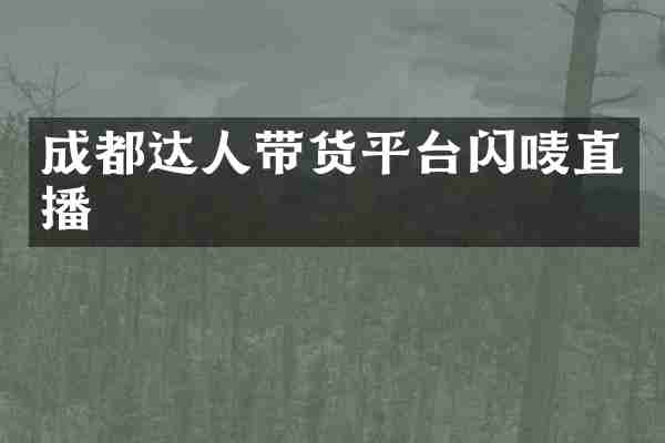 成都达人带货平台闪唛直播