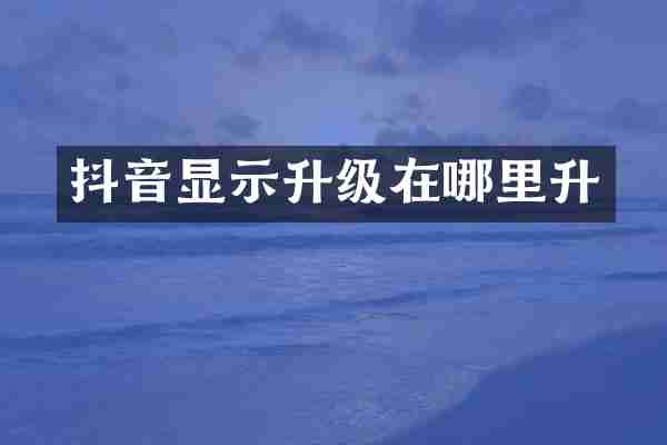 抖音显示升级在哪里升