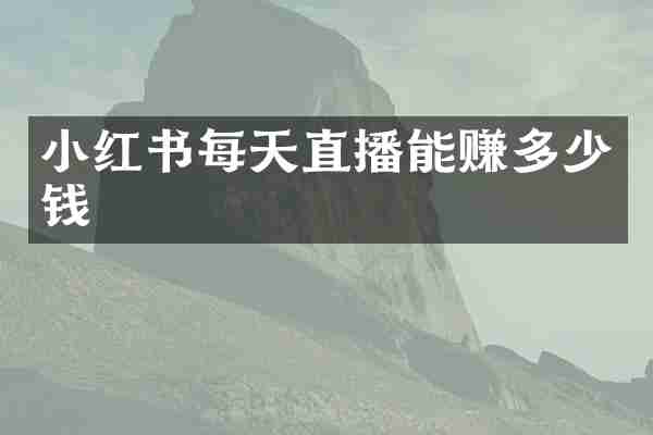 小红书每天直播能赚多少钱