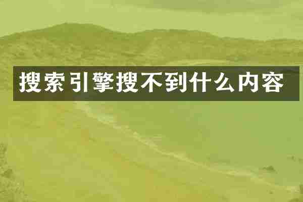 搜索引擎搜不到什么内容