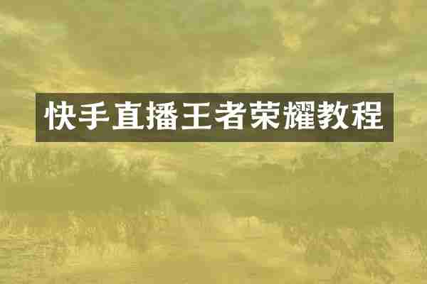 快手直播王者荣耀教程