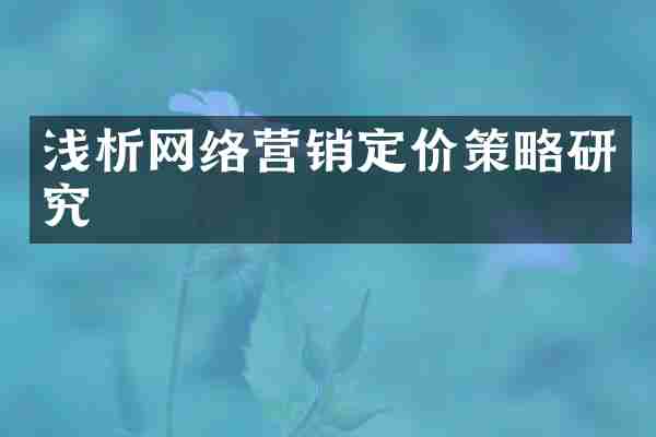 浅析网络营销定价策略研究