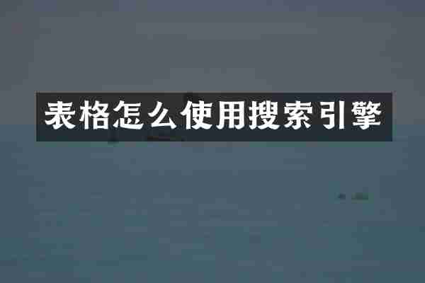 表格怎么使用搜索引擎