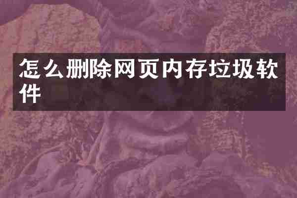 怎么删除网页内存垃圾软件