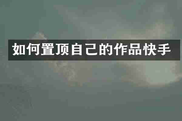 如何置顶自己的作品快手